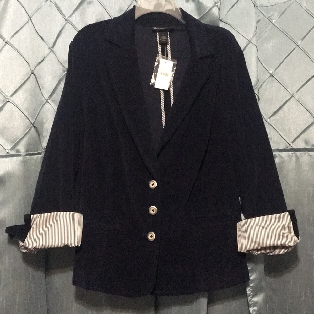Lane Bryant Navy Blue French Terry Blazer